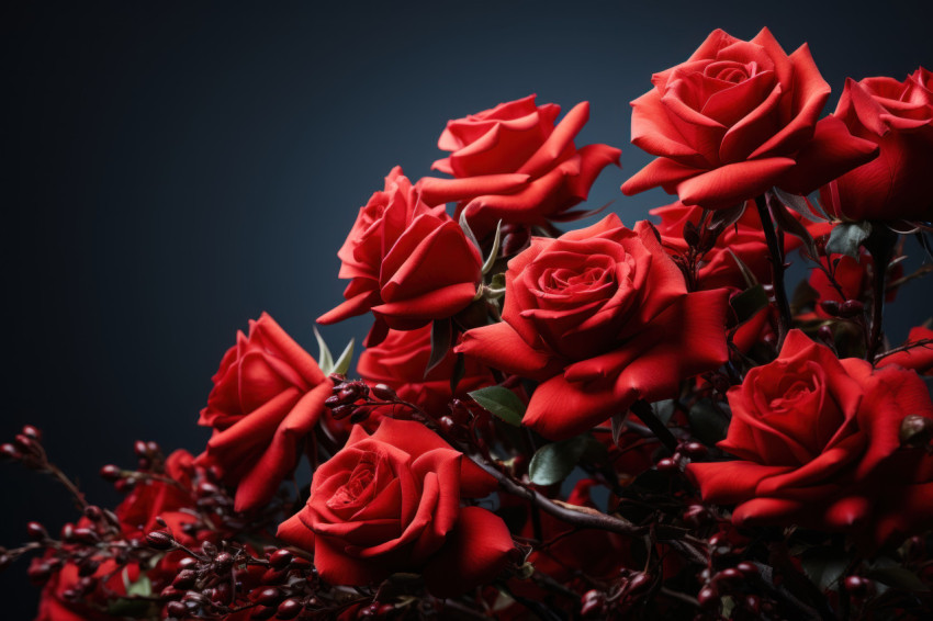The timeless beauty of love portrayed through red roses gently fading into the horizon