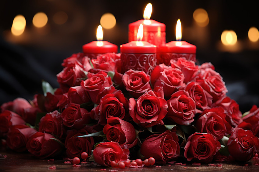 Red roses and candlelight create a romantic atmosphere for heartfelt moments