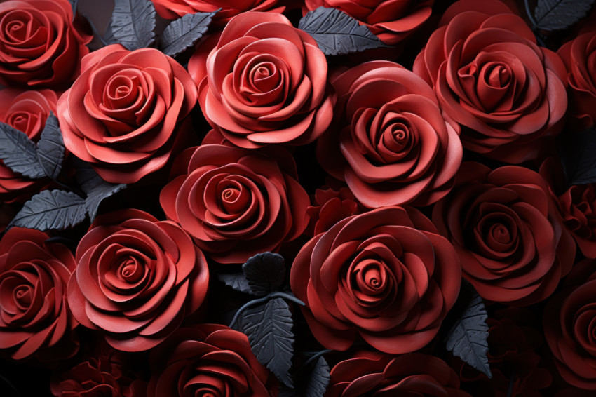 A romantic display of red roses forming a crescendo pattern embodying the deepening of affection