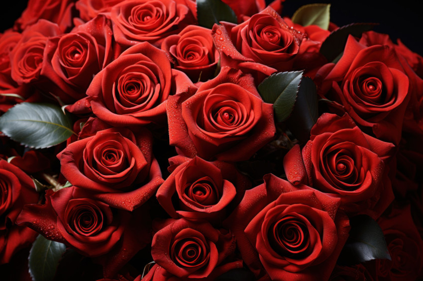 The eloquence of love captured in a crescendo of meticulously arranged red roses