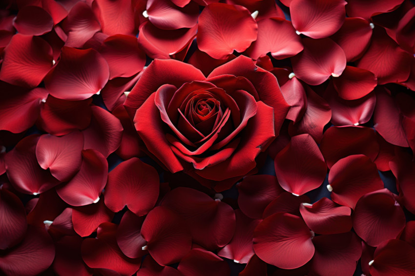 Red rose petals spell out a positive message