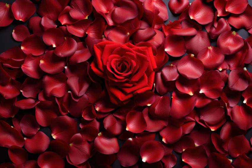 Red rose petals come together to spread happiness