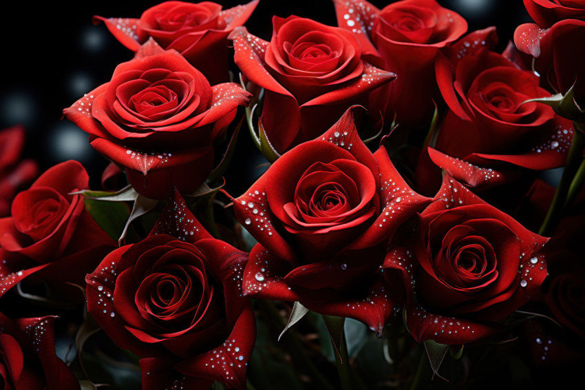 Red roses crafted into celestial stars