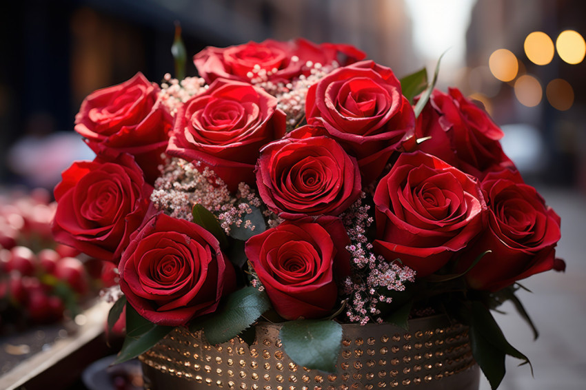 Red roses bring joy and celebration to a carnival setting