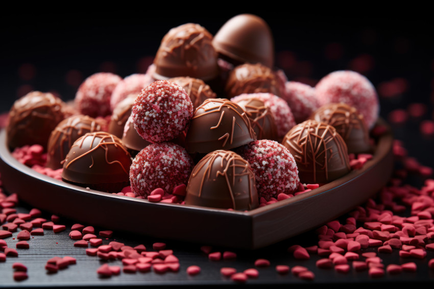 Heart shaped chocolates bouncing with joy