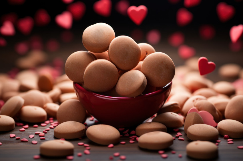 Playful tossing of heart shaped cookies for a whimsical moment