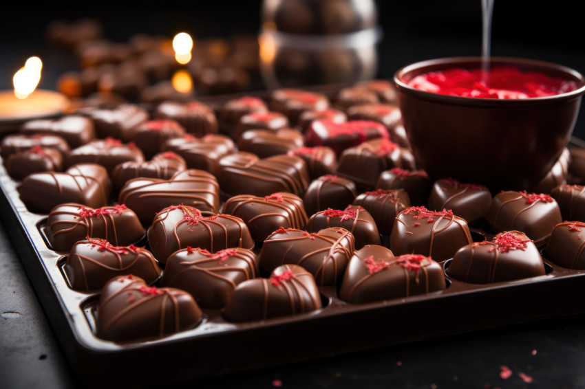 Pouring devotion into crafting heart shaped chocolates