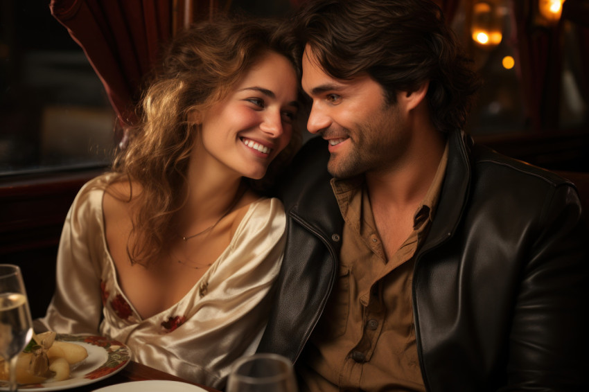 Couple indulging in a meal on a restored vintage train