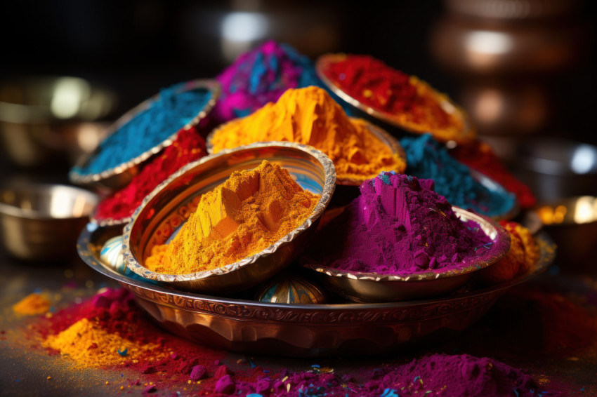 Celebration holi powders shifting into radiant