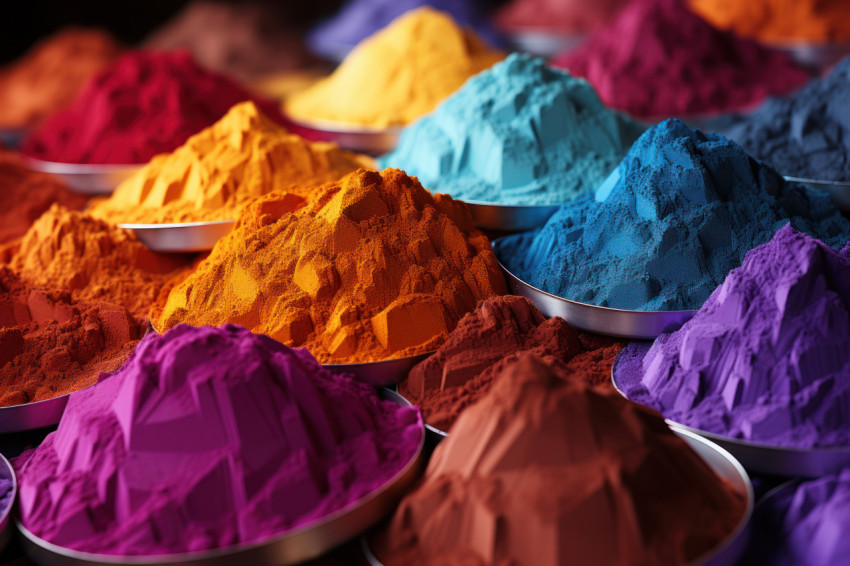 Gradient arrangement of holi powders