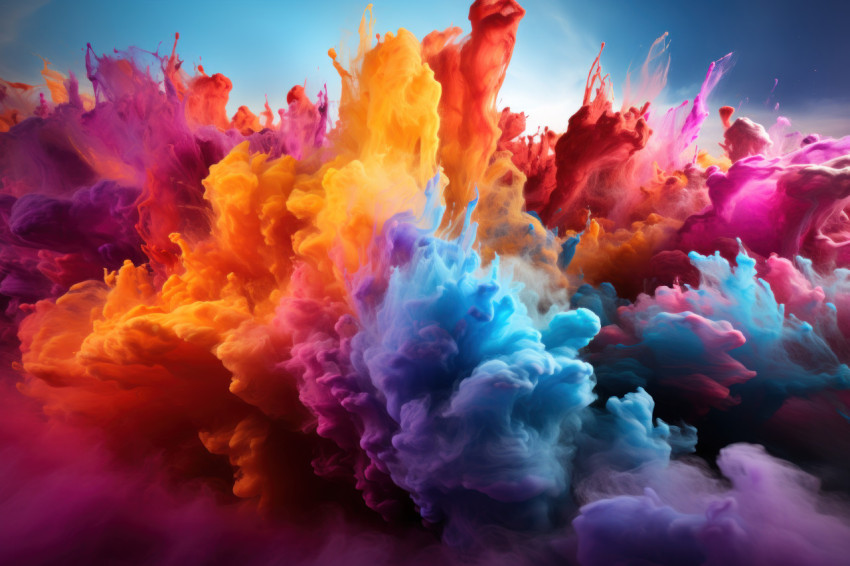 Holi canvas in vibrant clouds