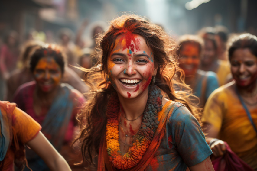 Celebrating holi diversity in a lively parade