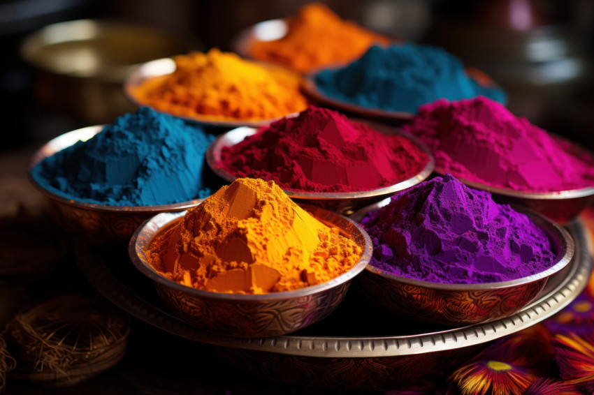 Arranging holi colors in an aesthetic palette