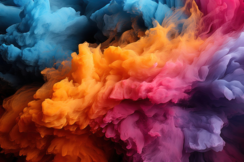 Holi colors transform into abstract shapes