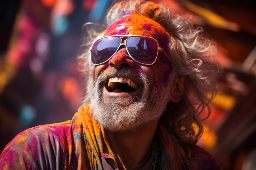 Celebrating holi vibrancy through sunglass reflection