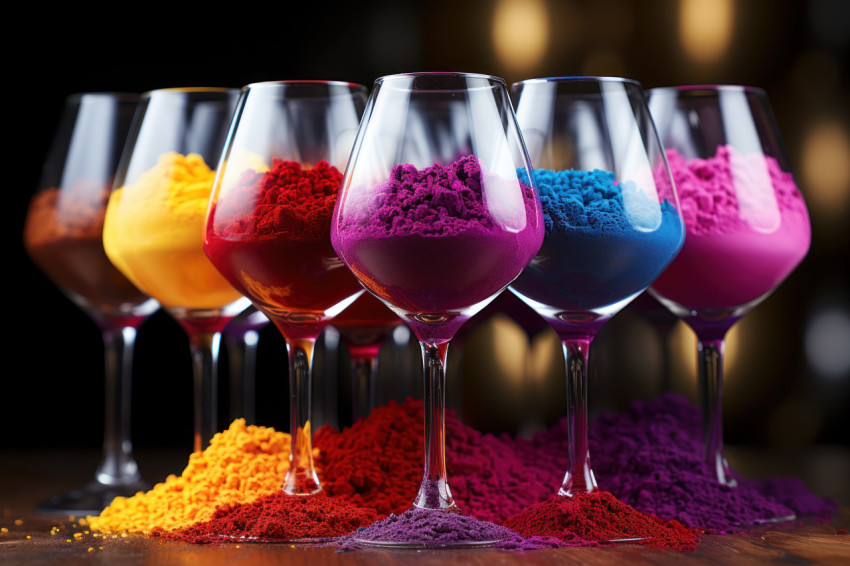 Celebrating holi elegance in wine glasses