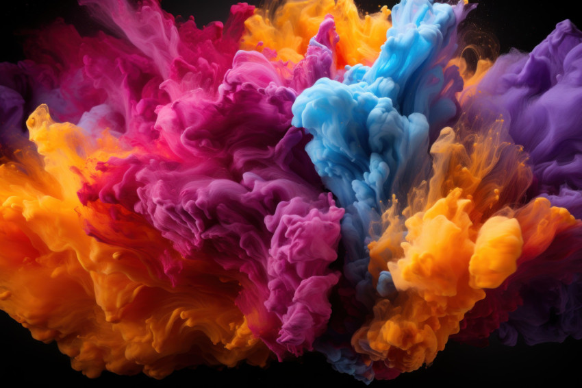 Colorful energy holi powders creating electric waves