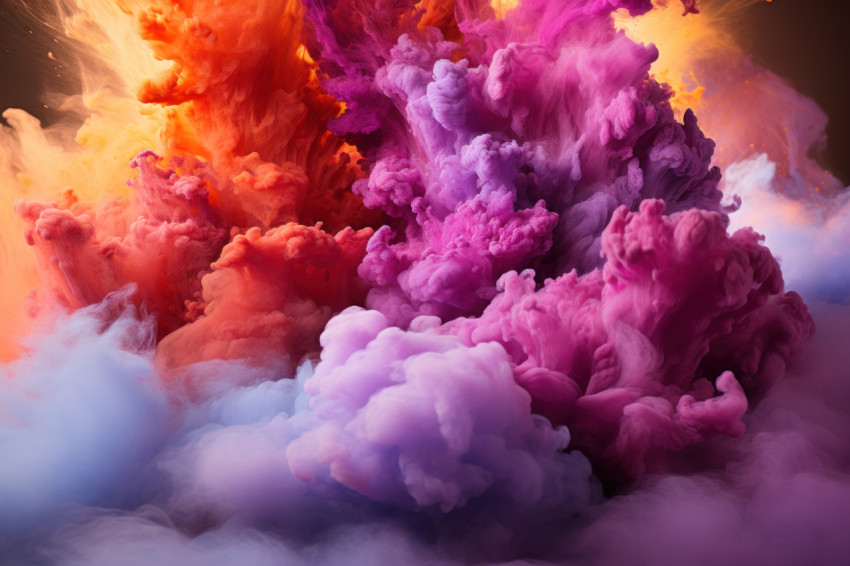 Colored powder cloud magical glow