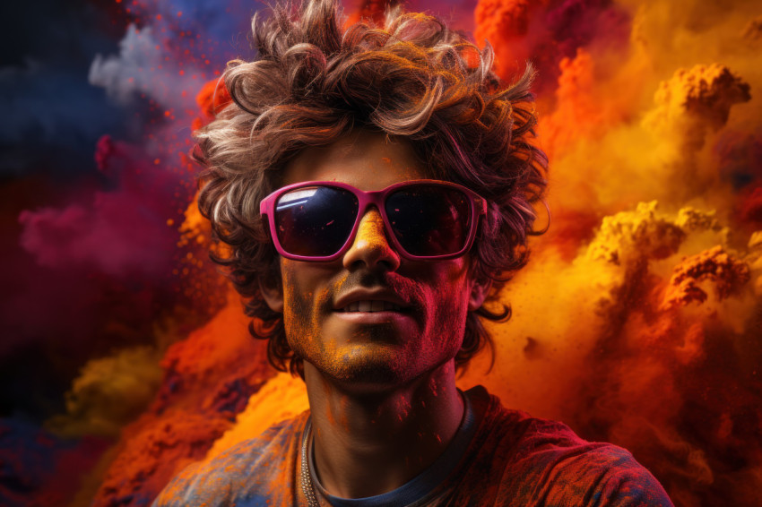 Sunglass swagger stylish youth amidst holi revelry