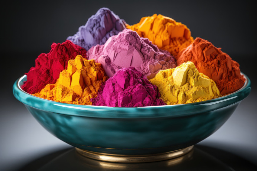 Bowl of festival colors holi powder vibrancy display