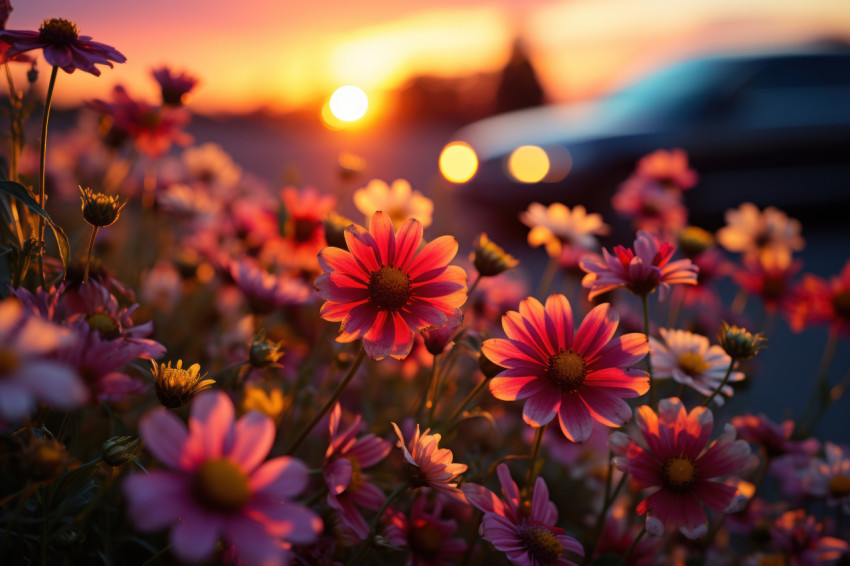 Floral sunset serenade nature palette in evening light