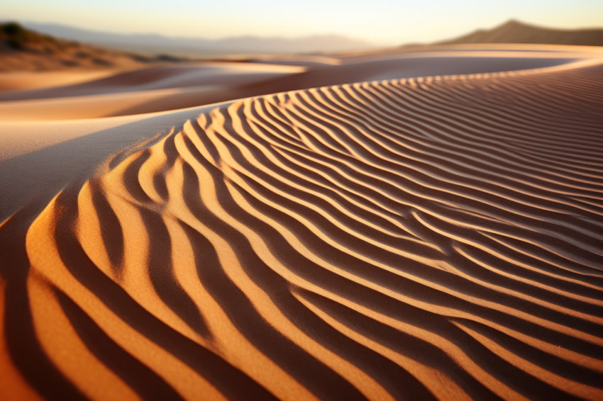 Textured sand dunes in twilight light