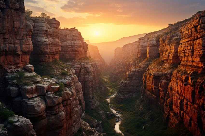 Canyon shades sun setting walls with shadows