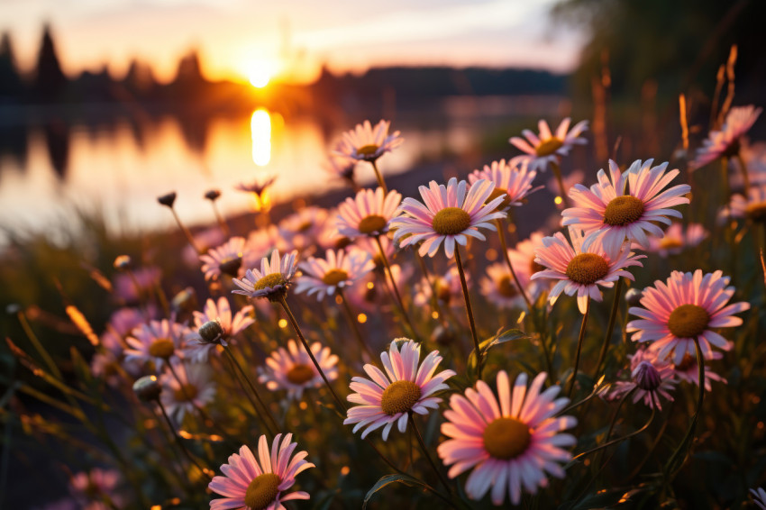 Daisies catching first light of day