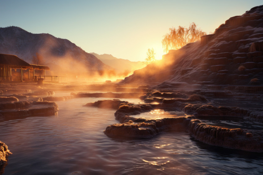 Tranquility in hot spring ambiance