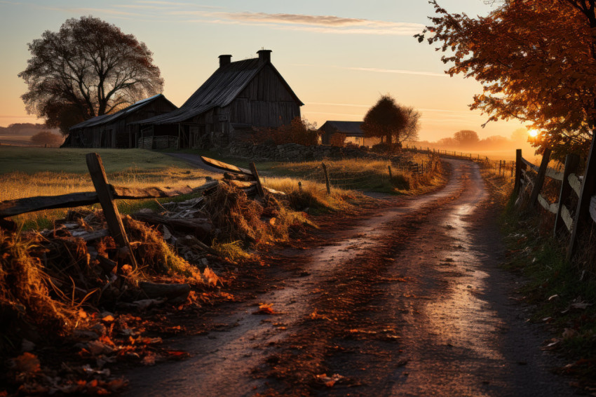 Tranquil countryside in autumnal glow