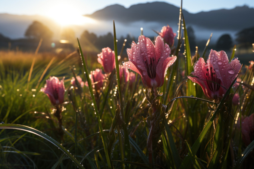 Mountain meadow dewy brilliance