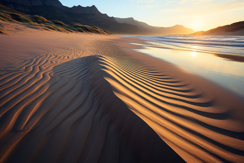 Radiance sunrise casts shadows on rippled dune