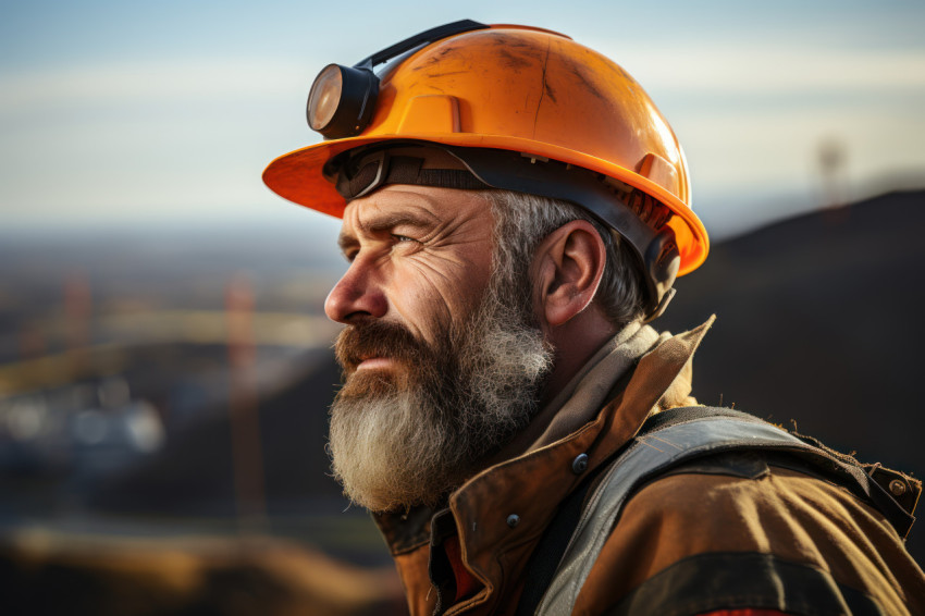 Hard hat worker overseeing wind energy