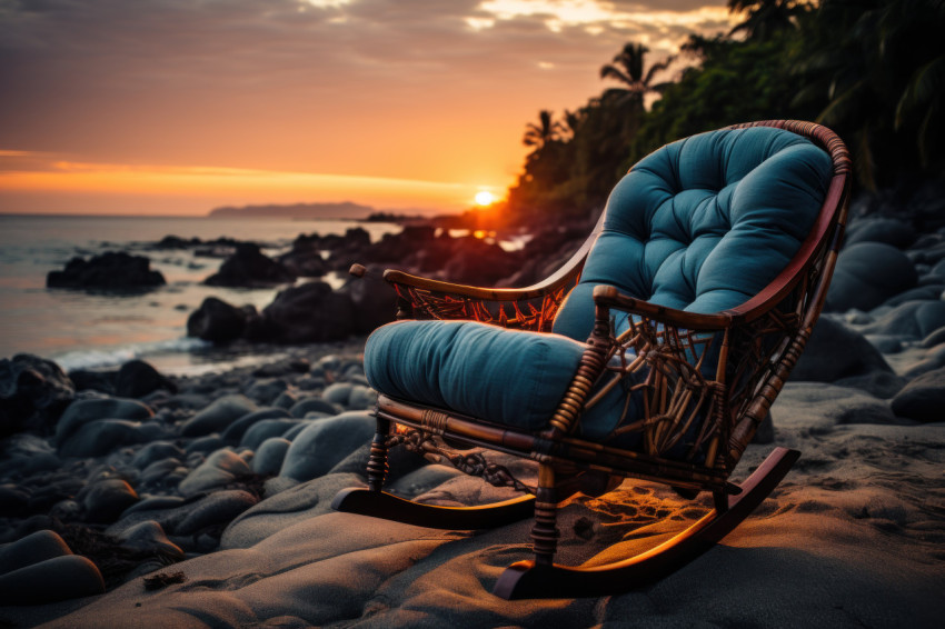 Seaside rocker lounge amidst twilight