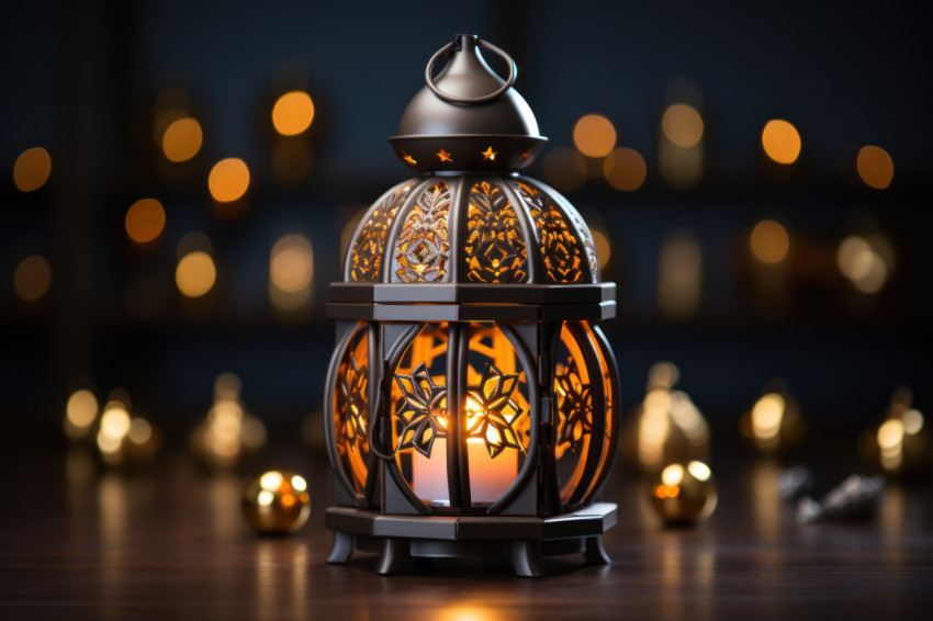 Lighted lantern creating a magical atmosphere in the dark