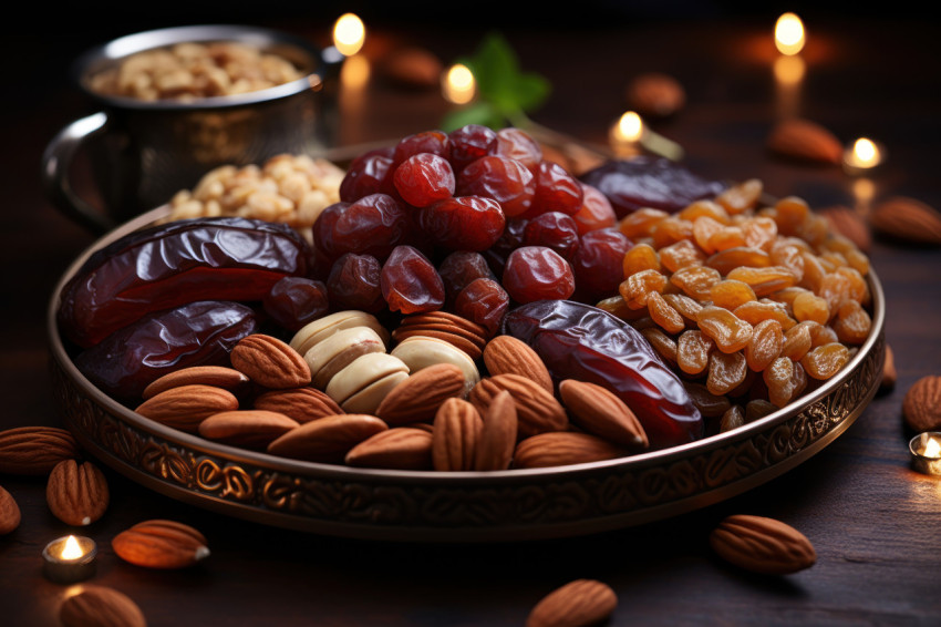 Celebrating the sweetness of ramadan with a romantic display of dates and sweets