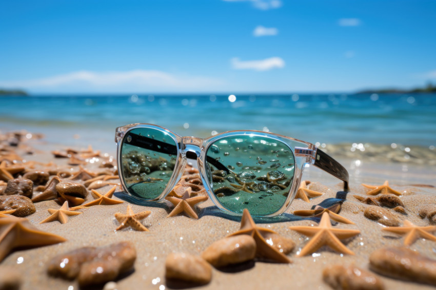 Sunglasses lounge with starfish in the background