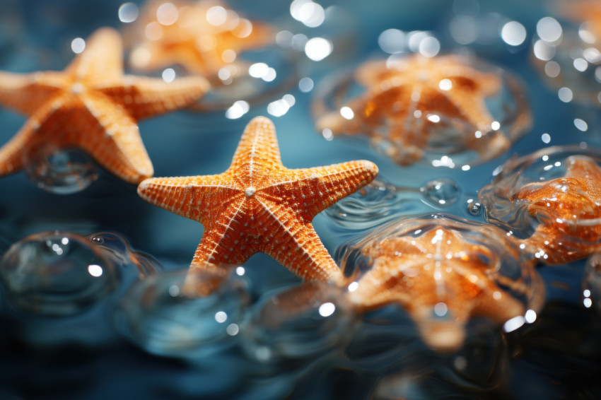 Starfish floating in the serenity of an indoor pool