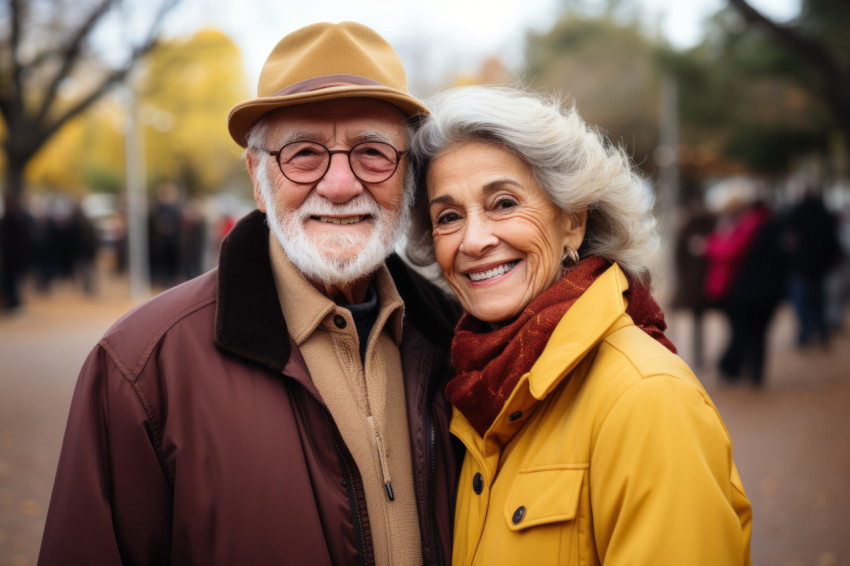 Aged couple sharing smiles