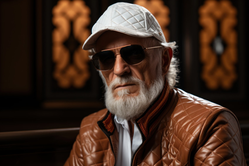 Fashionable old man with cap and sunglasses