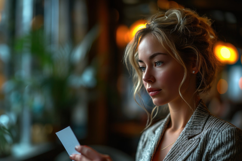 Women in business analyzing information on a corporate card