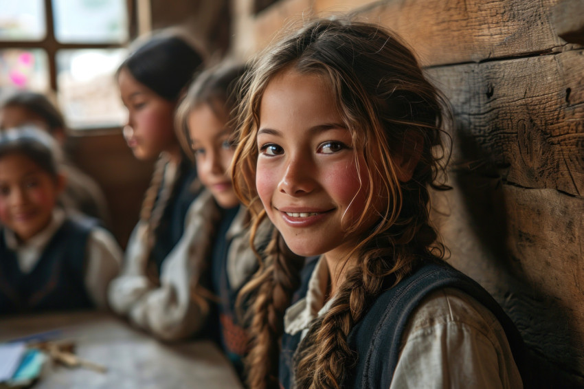 Teacher begins the lesson with a bright smile for students