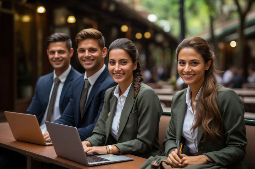 People in a group sitting together holding a laptop engaged in collaboration or enjoying a shared experience