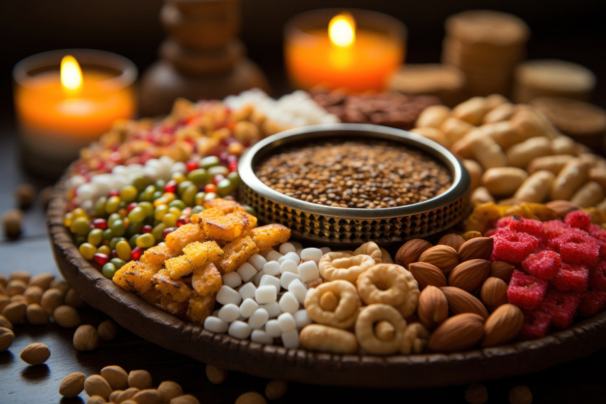 Celebrating lohri with a joyous display of various snacks and sweets