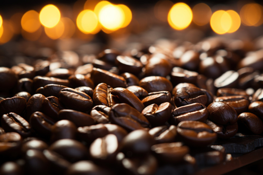 A detailed shot capturing coffee seeds up close