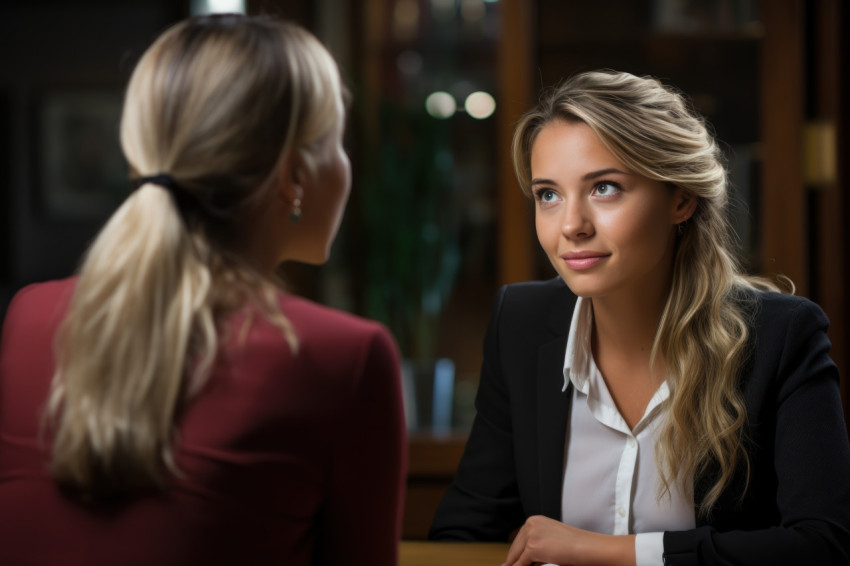 A young woman in job interview with hr manager discussing opportunity