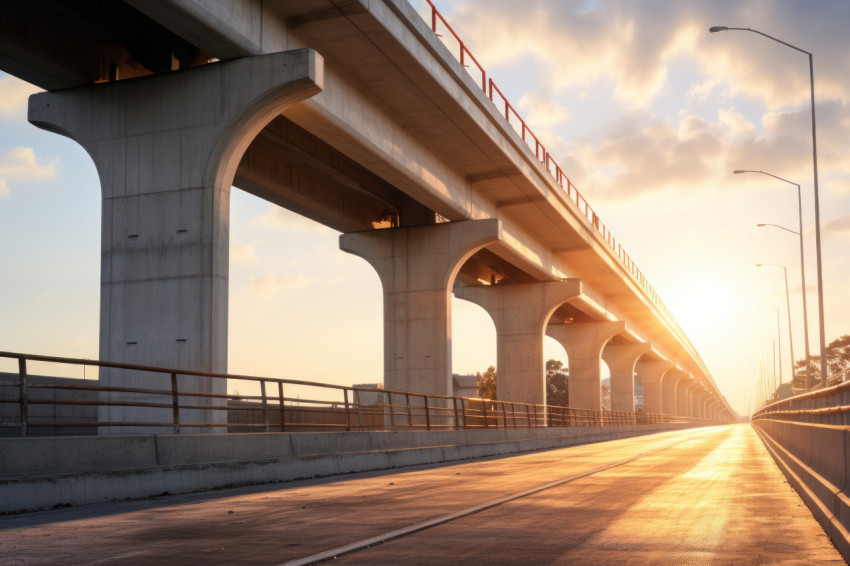 A bridge bathed in sunlight with rays of light casting a magical glow across its structure