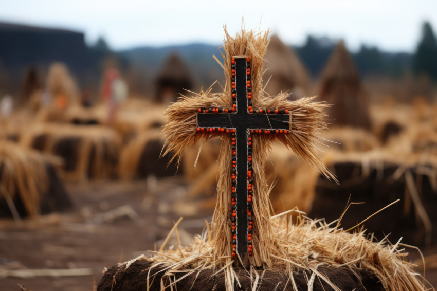 Large cross with pheromone in front symbolizing spiritual connection and natural attraction