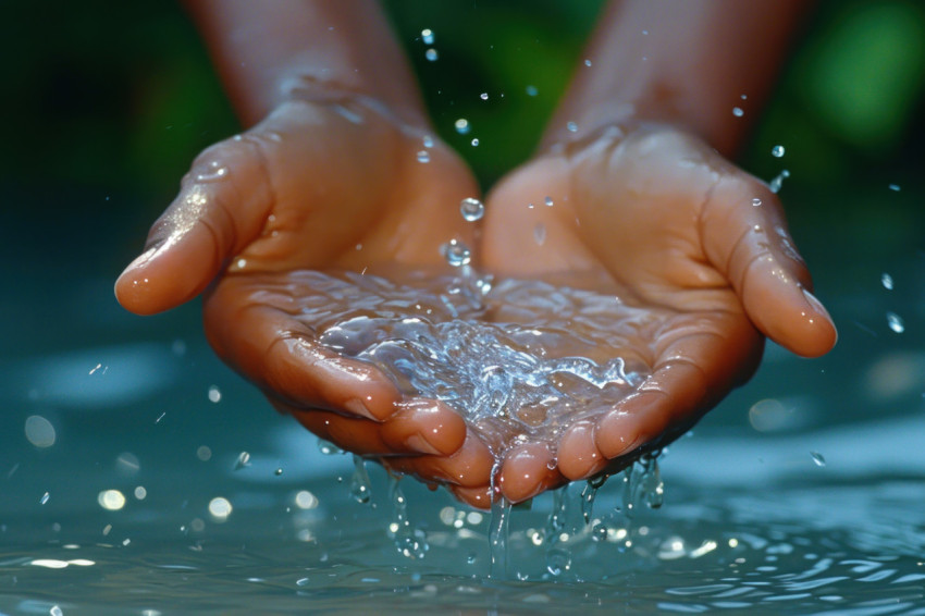 Hands reaching for refreshing water a simple yet powerful image of thirst and hydration