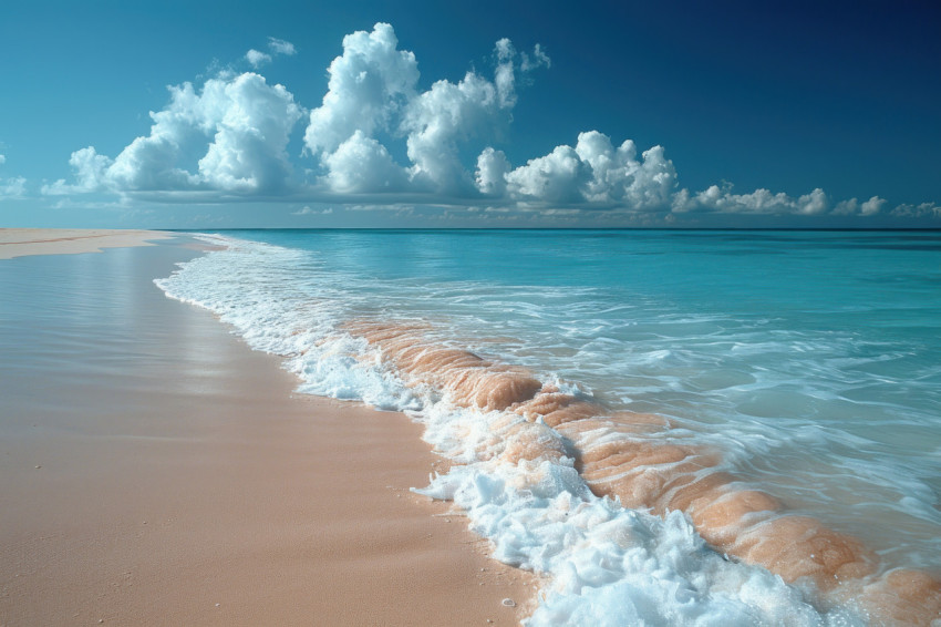 Sandy shore with waves gently passing by